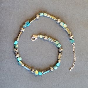 Turquoise/Teal Colored Shell Necklace 16.5-19"